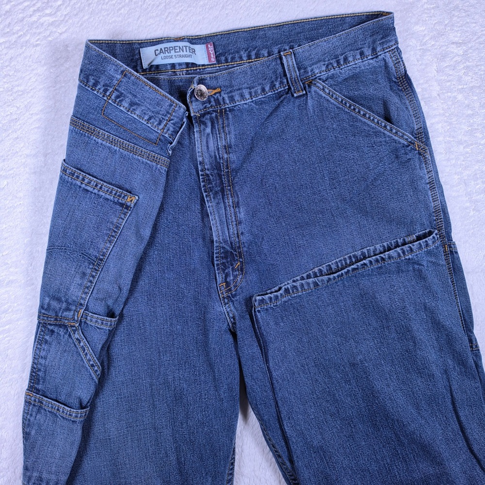 VTG Levi's Carpenter Loose Straight Mens 42/36 Blue Denim Utility Workwear 701S